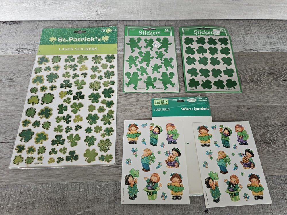 Vintage Hallmark St. Patty's Day Stickers Amscan Leprechauns Shamrocks +